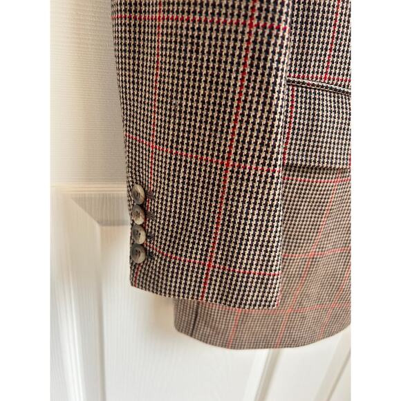 Vintage Houndstooth and Plaid Brown Men's Sport Coat Size Large | 1970's Style - Picture 4 of 10